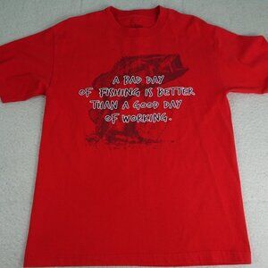 "A Bad Day of Fishing...." Red T-Shirt Size Medium
